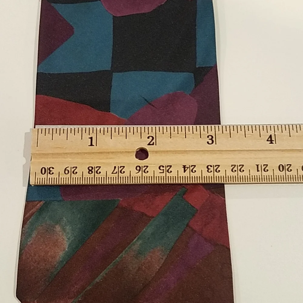 Italian Men's Tie Silk Abstract Shapes Purple Blue Styled Made in USA